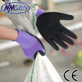 NMSAFETY 13g gants tricotés à la main latex gants de travail enduits gants de travail violet pour les femmes